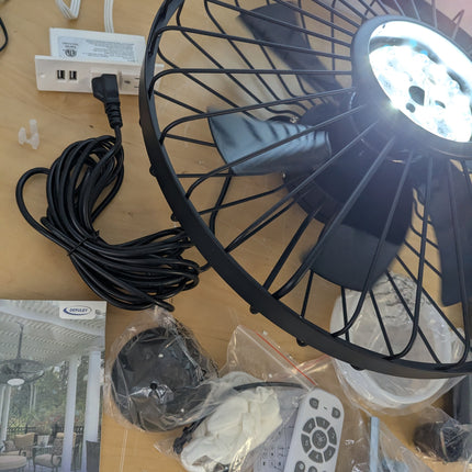 Depuley 20 Inch Outdoor Ceiling Fan with Light for Gazebo, Waterproof, Black