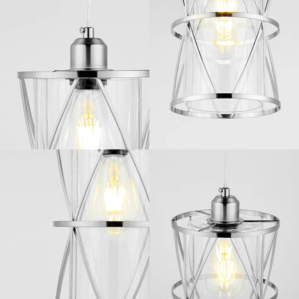 SHENGQINGTOP Modern Mini Pendant Light with Clear Glass, Brushed Nickel Transiti