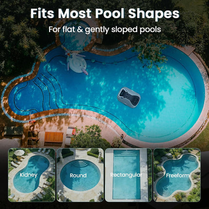 Zebary C1 Cordless Robotic Pool Cleaner, Dual-Suction Pool Vacuum with 200 Min Runtime, 2.7L Filter Basket, Auto-Parking