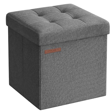 SONGMICS Folding Storage Ottoman Bench，30 x 30 x 30 cm，Ottoman Foot Rest, Storag