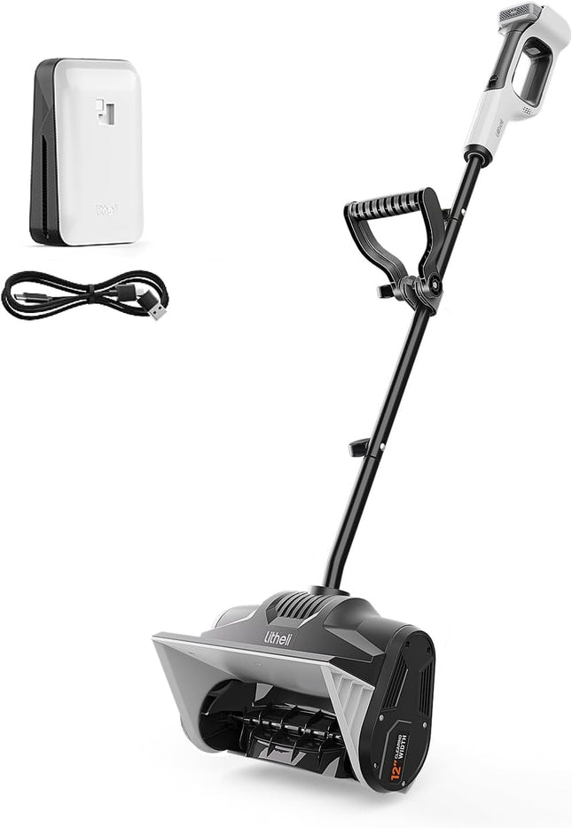 Litheli Cordless Snow Shovel, 20V 12'' Brushless Electric Snow Blower for Drivew