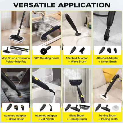 TVD steam cleaner, upholstery cleaner, steam cleaner with 5 m extra long power c
