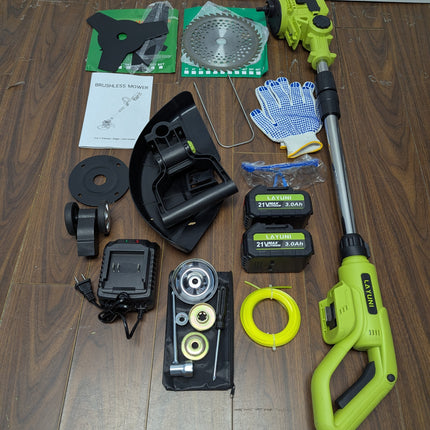Incomplete — LAYUNI 21V Brushless Cordless Weed Wacker, 4-in-1 Trimmer & Edger