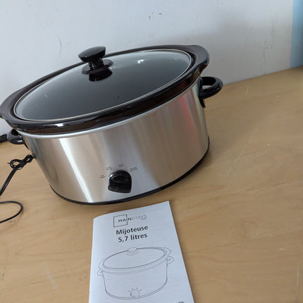 Mainstays 6 Quart Oval Slow Cooker, Stainless Steel Finish, Glass Lid