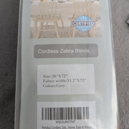 Persilux No Drill No Tool Zebra Blinds Light Filtering Dual Layer Privacy for Da