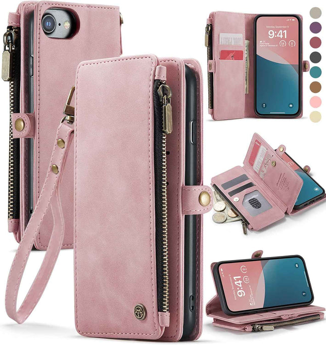 Defencase Compatible with iPhone SE 2020 2022 Case Wallet with RFID Blocking Car