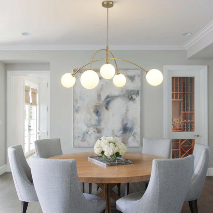 Fulesi Contemporary Gold Ceiling Light 5-Light Glass Globe Lights Mid Century Mo