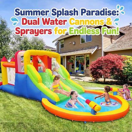 Umbalir InfIatable Bonuce House with 4 Slides & Large Splash Pool, Water Park wi