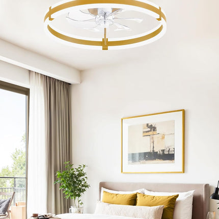 Ceiling Fans with Lights and Remote, 19.7'' Low Profile Ceiling Fans, 3000-6000K