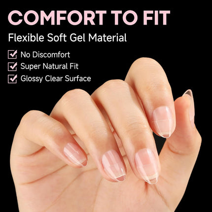 UNA GELLA Almond Shape Nail Tips Short: 504pcs Half Cover Almond Tips | Half Mat