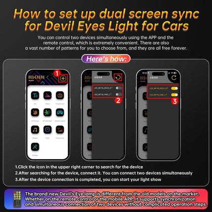 Lumetrix 2PCs 3.6in*14.7in Large Devil Eyes Light for Cars Windshield Remote & A