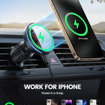 Lamicall for MagSafe Car Mount Charger - [Ultra Magnet] 15W Wireless Car Phone H