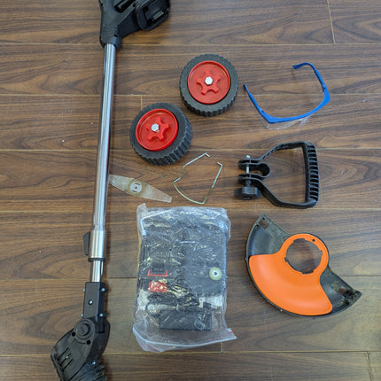 FISIYINDZ Cordless Electric Weed Wacker 21V with 2x 2000mAh Batteries, 3-in-1 Grass Trimmer & Edger (Only 1 Steel Blade)