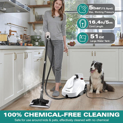 KROQO Steam Cleaner, Steam Mop with 23 Accessories, Powerful Multipurpose Portab