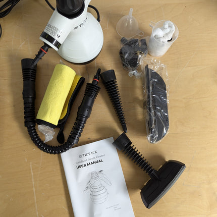 TICYACK Handheld Steam Cleaner with 16 Accessories, 1050W Continuous Steam, Chemical-Free Multi-Surface Cleaning, White