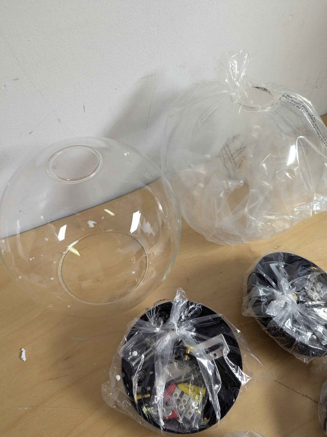 Frideko 2pc Glass Pendant Light - 7.9 inches Globe Pendant Light, Vintage Pendan