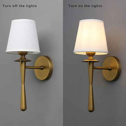 Yosoan Brass Gold Retro Boho White Fabric Wall Sconce Set of 2, Vintage Industri