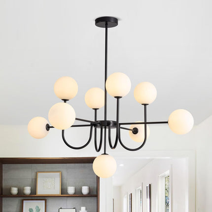 Mid Century Chandelier,Modern Sputnik Globe Chandelier,Black Chandeliers for Din