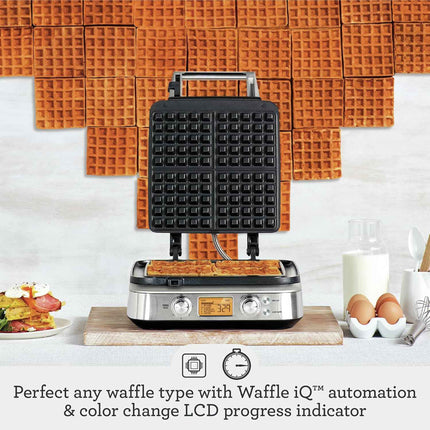 Breville BREBWM640XL 4 Slice Waffle Maker, silver