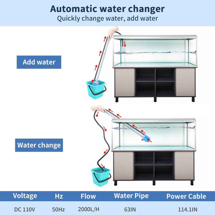UPETTOOLS Aquarium Gravel Cleaner - Electric Automatic Removable Vacuum Water Ch