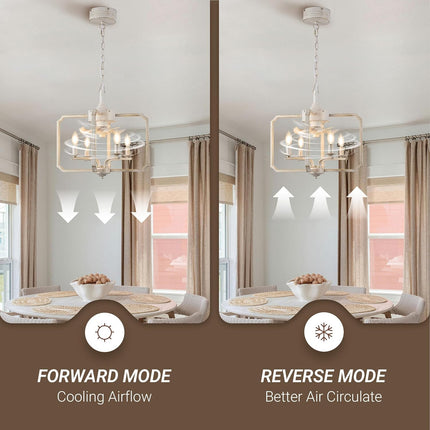 LVYEAYOU Chandelier Ceiling Fan, 20" Farmhouse Fandelier Ceiling Fans with Light