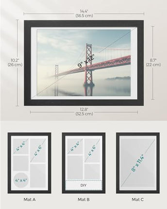 SONGMICS A4 Picture Frames Collage, 4x6 Multi Photo Frame, 8.5x11, 8x12 or 4x4 P