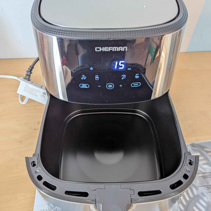 Chefman TurboFry® Touch Air Fryer, XL 8-Qt (7.5L) Family Size, One-Touch Digital Control Presets, French Fries, Chicken, Meat, Fish, Nonstick Dishwasher-Safe Parts, Automatic Shutoff, Stainless Steel