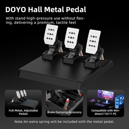 DOYO Racing Wheel Pedals, PC Gaming Steering Wheel Pedal Set, Swappable Springs,