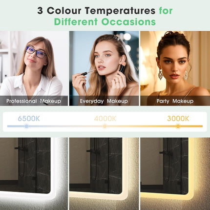 S·BAGNO 47.2''x27.2'' LED Bathroom Mirror with Lights, Bathroom Vanity Wall Mirr