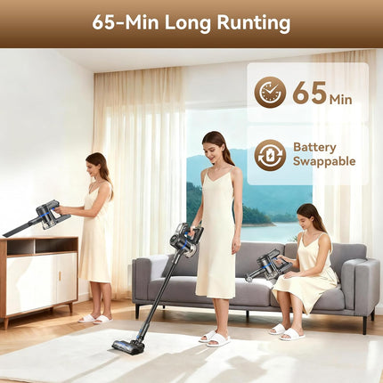 DREAME J30-W Cordless Stick Vacuum, 450W Suction, 65 Min Runtime, LED Display