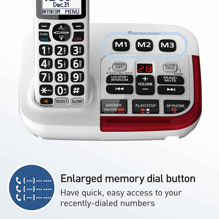PANASONIC KX-TGM420W Amplified Cordless Phone with Digital Answering Machine, 1