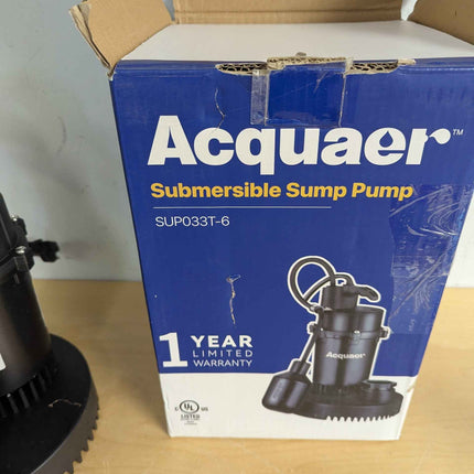 Acquaer 1/3HP Sump Pump, 3040GPH Submersible Clean/Dirty Water Pump with Automat