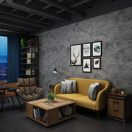 3yecao 48"×79" Extra Wide Thick Dark Blue Grey Cracked Concrete Wallpaper Peel a