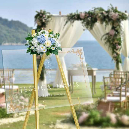 GRENTY Gold Easel Stand for Wedding Signs – No Assembly Needed, Heavy Duty Metal