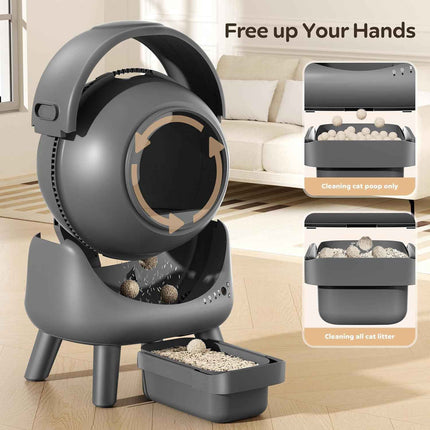 Beokeo Self-Cleaning Litter Box for Multiple Cats, Smart App-Controlled with Hea
