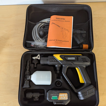 Incomplete — NACATIN 1000 PSI Cordless Pressure Washer, 21V 4.0Ah Brushless