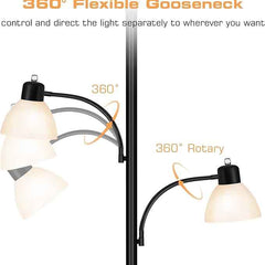 Floor Lamp for Living Room, LED Torchier Lamp with 8W Adjustable Reading Lamp,Free Adjustable Cage Heads, Independent Control, Standing Tall Pole Lamp 3 Bulbs Included https://a.co/d/01PYyNfQ