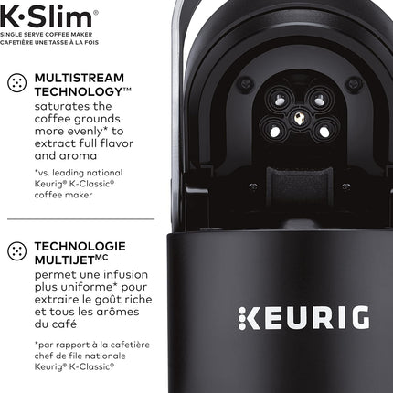Keurig K-Slim Single Serve K-Cup Pod Coffee Maker with MultiStream Technology, 46 oz Reservoir & 3 Cup Sizes
