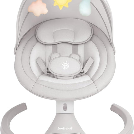 Jool Baby Nova Baby Swing for Infants with Bluetooth Music, Remote, 5 Motion Levels and Removable Canopy, Stone
