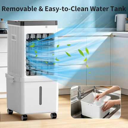 SimerSure 3-in-1 Portable Evaporative Air Cooler with Removable Water Tank, 4 Ice Packs, Timer and Remote Control