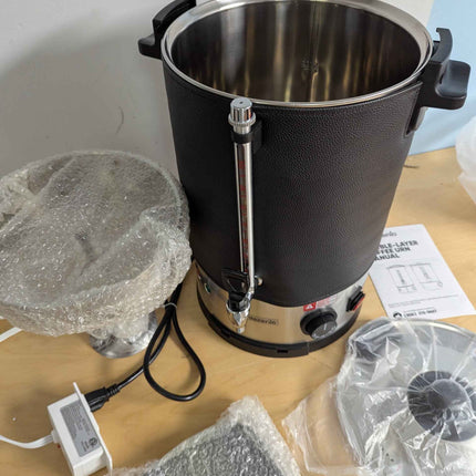 Megaflint 100 Cup Commercial Coffee Urn,Stainless Steel &Thermal Sleeve, 15L Lar