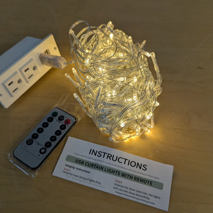 suddus Curtain Lights for Bedroom, 200 Led Hanging String Light Outdoor, Fairy C