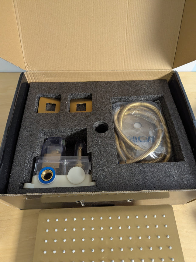 ZETETA Shower Faucet Set 12 Inch Gold Shower Head, Wall Mounted Rain Shower Head