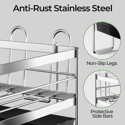 Large 2 Tier Dish Drying Rack, Extendable Dish Rack, Stainless Steel Anti-Rust D