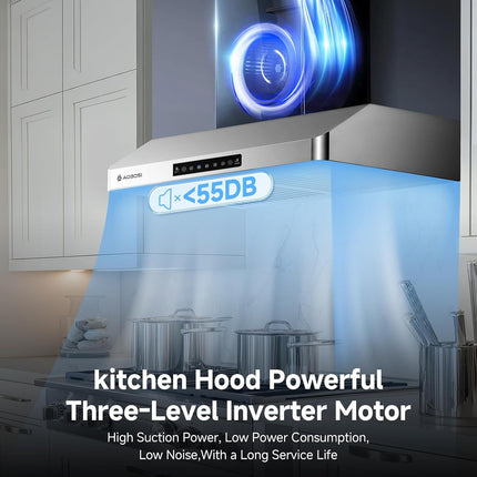 AAOBOSI 30 Inch Under Cabinet Range Hood, 700 CFM, Gesture & Touch Control