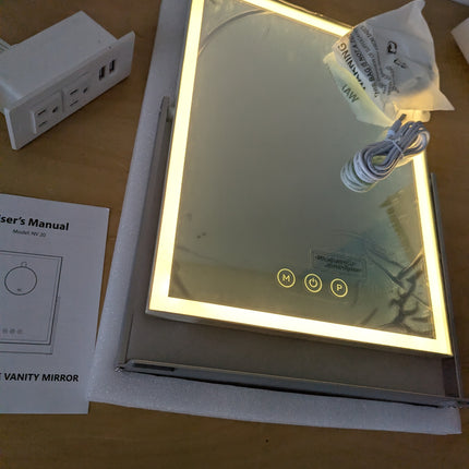 NEZZOE Rechargeable Vanity Mirror with Lights, Table Mirror with Stand, Makeup M