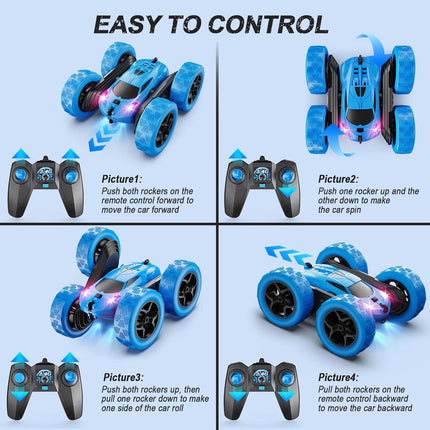 QUNREDA Remote Control Car for Kids Ages 6+, RC Cars Stunt Car Toy 4WD Double Si