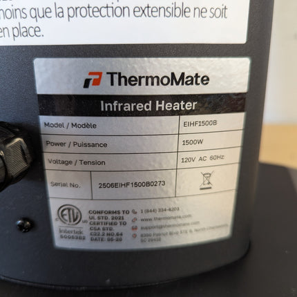 No remote! ThermoMate Outdoor Indoor Electric Patio Heater, 1500W 38.5"