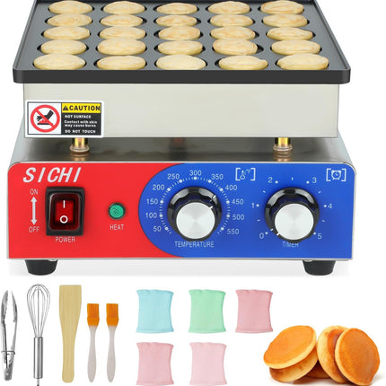 SICHI Mini Pancake Maker Machine with 550℉Heating and Timer Control, 25PCS Elect