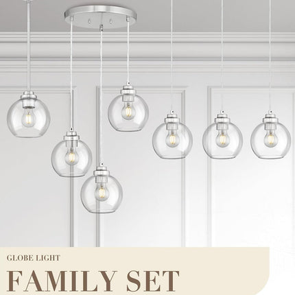 JAZAVA Globe Cluster Pendant Light, 3-Light Hanging Light Fixture with Brushed N